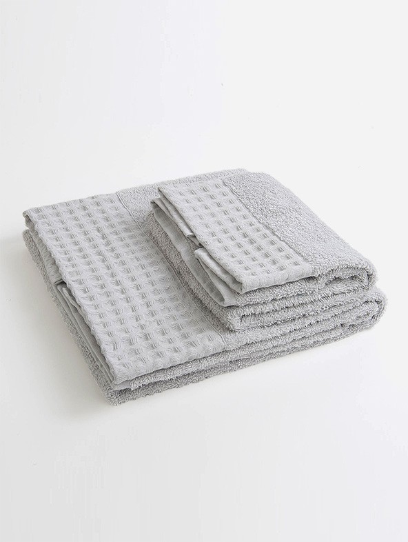 Guest Towel Waffle Piqué Half Linen, Light gray
